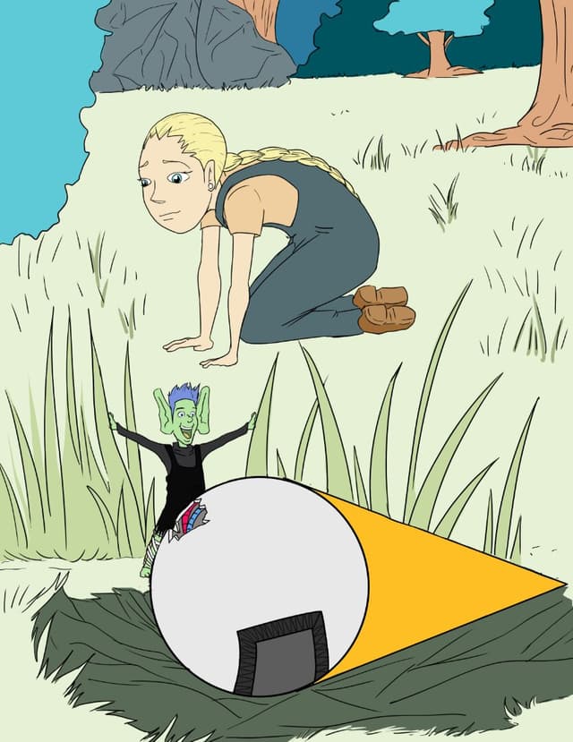 Cure in her father's workshop, carefully repairing Zeek's tiny spaceship